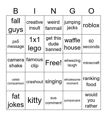 caseoh Bingo Card