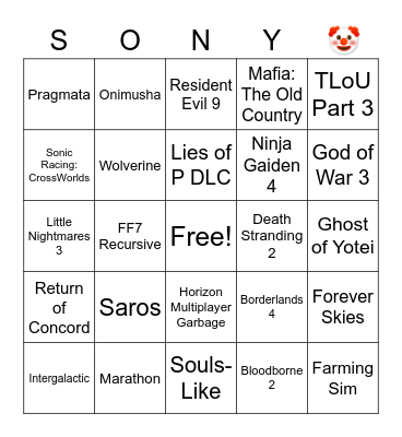 State of Play June 2025 Bingo Card