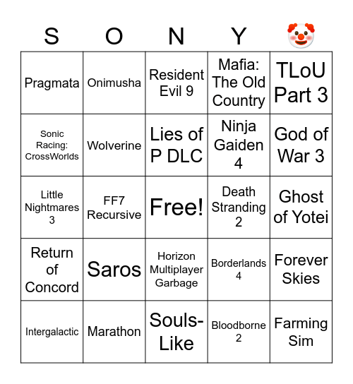 State of Play June 2025 Bingo Card