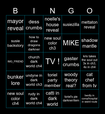 deltarune chapter 3 & 4 Bingo Card