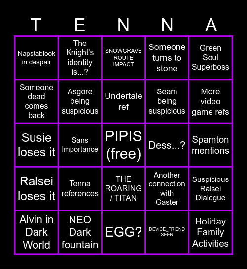 DELTARUNE CH4 BINGO Card