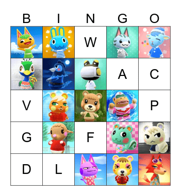 Animal Crossing Bingo Card