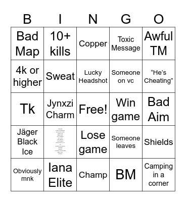 R6 Bingo Card
