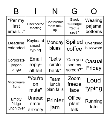 Office Bingo Card