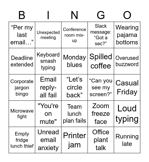Office Bingo Card