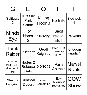 Summer Game Fest Bingo Card