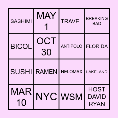 A & E WEDDING Bingo Card