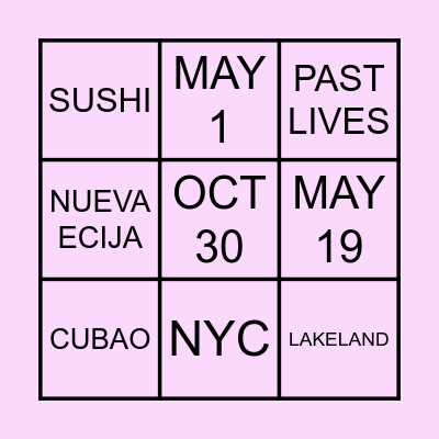 A & E WEDDING Bingo Card