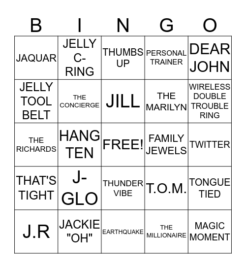 Pure Romance Bingo Card