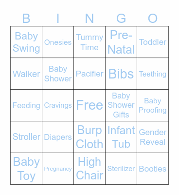 Yesica's Gen3 Baby Shower Bingo Card