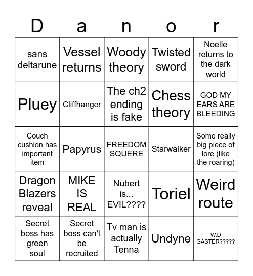 https://www.youtube.com/watch?v=uHs2zE-lzYQ Bingo Card