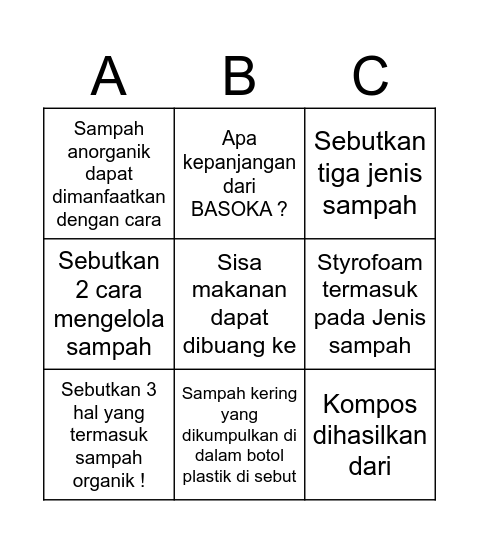POS KELAS 4 Bingo Card