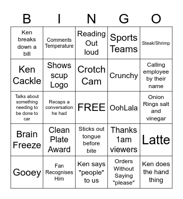 Ken Bingo Card