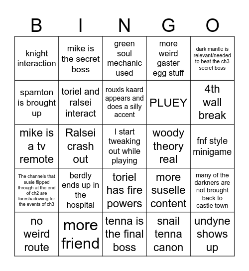 DELTARUNE CHAPTER 3 BINGO!!1 Bingo Card