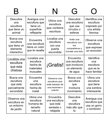 Loteria de Esculturas Bingo Card