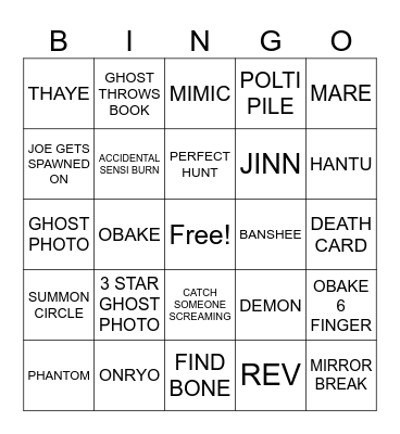 TOP PHAS GOLF PHOBIA Bingo Card