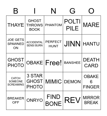 TOP PHAS GOLF PHOBIA Bingo Card