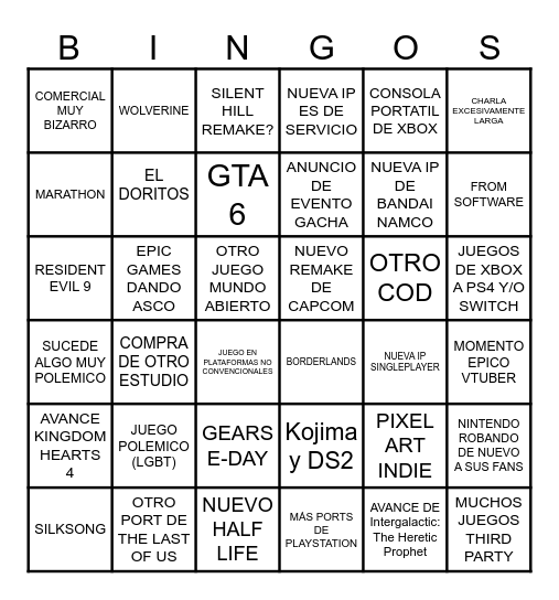 SUMMER GAME FEST Bingo Card