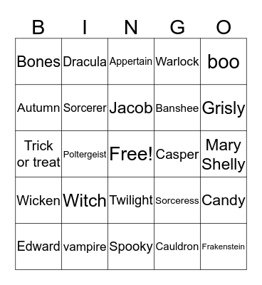 Halloween- Isabella  Bingo Card
