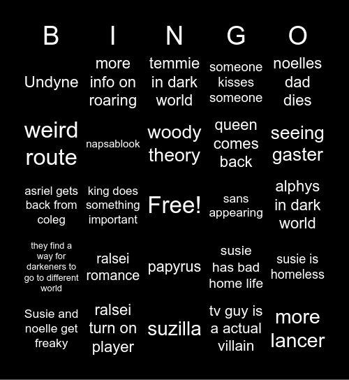 deltarune tomorrow Bingo Card
