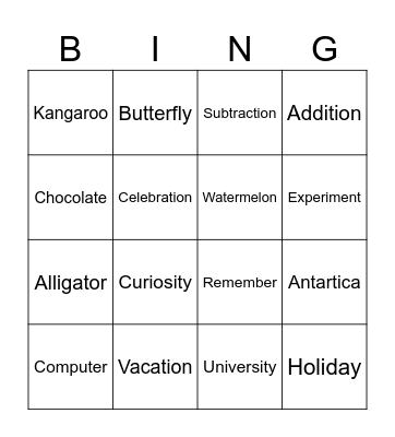 Say it Bingo Card