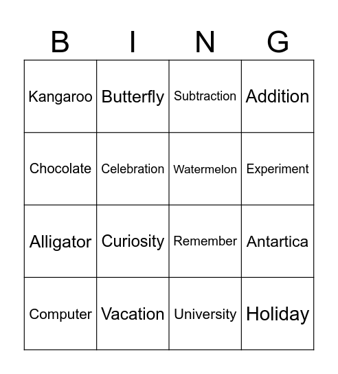 Say it Bingo Card