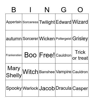 Halloween Jack z Bingo Card