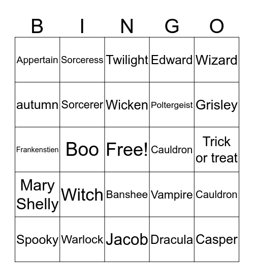 Halloween Jack z Bingo Card