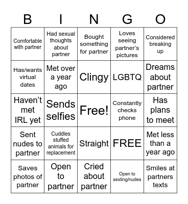 Romantic bingo Card