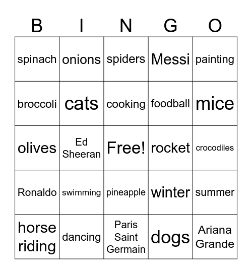 Do you like Bingo Card