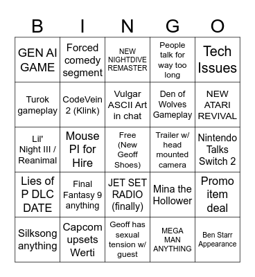 SGF Boop Bingo Card
