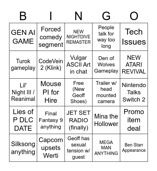 SGF Boop Bingo Card