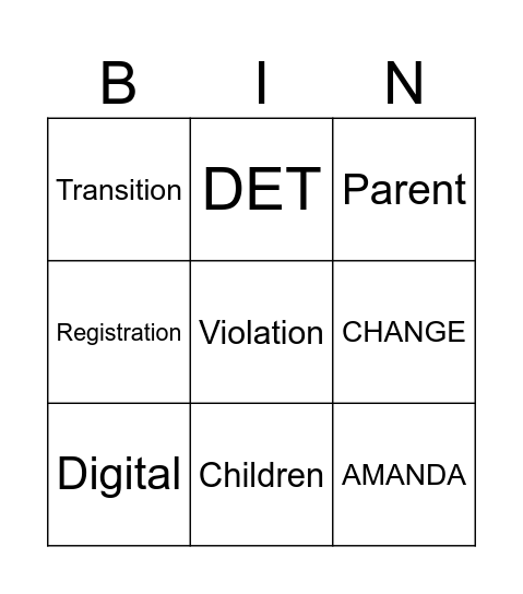 DET Bingo Card