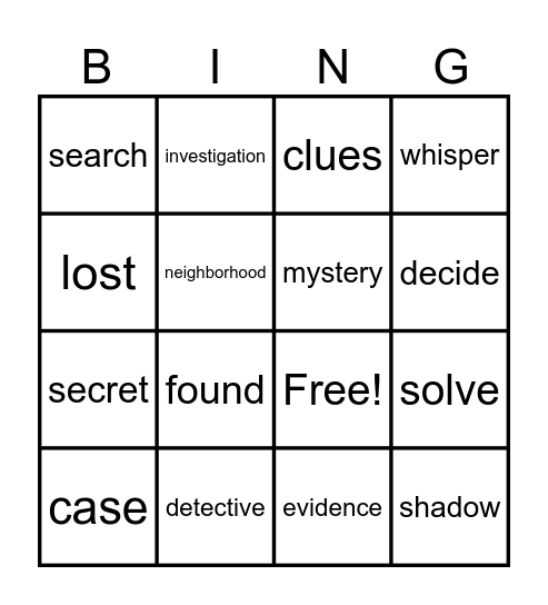 Nate the Great goes undercover Bingo Card
