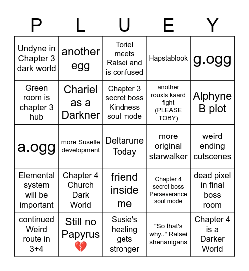 DELTARUNE 3+4 Bingo Card