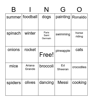 Do you like Bingo Card