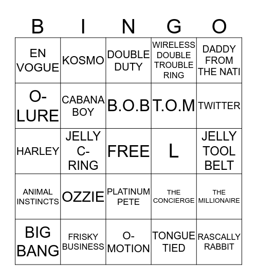 Pure Romance Bingo Card