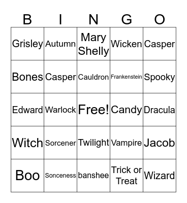 Halloween-Allie Bingo Card