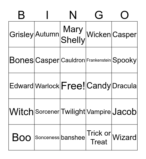Halloween-Allie Bingo Card