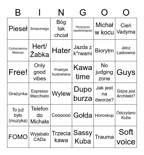 BOB Bingo Card