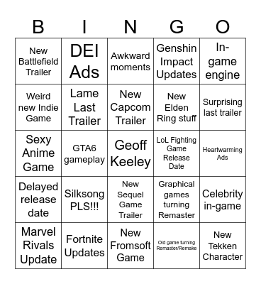SGF Bingo Card