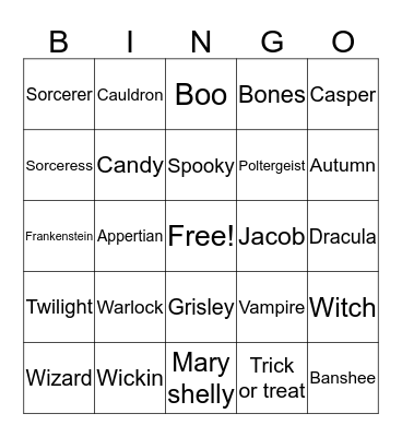 Halloween -Tyler edinger Bingo Card