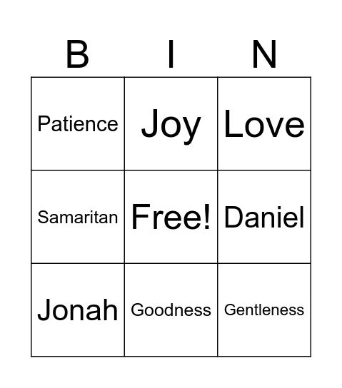 Kids Bible bingo Card