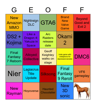 Keighling it Bingo Card