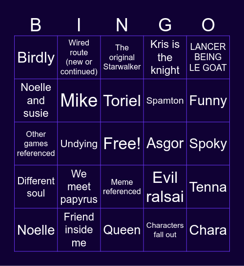 DELTARUNE CHAPER 3 & 4 Bingo Card