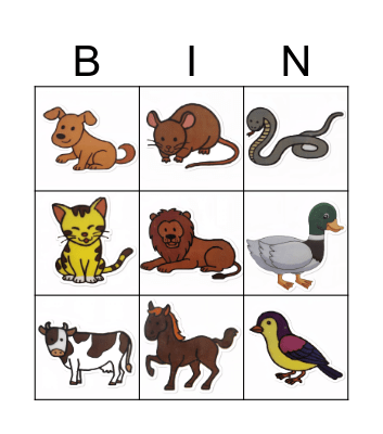 Animals Bingo Card