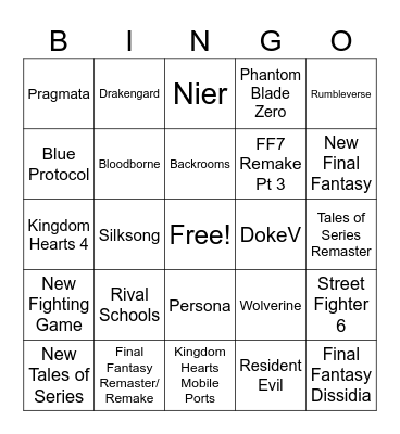Summer Game Fest Week Bingo Card
