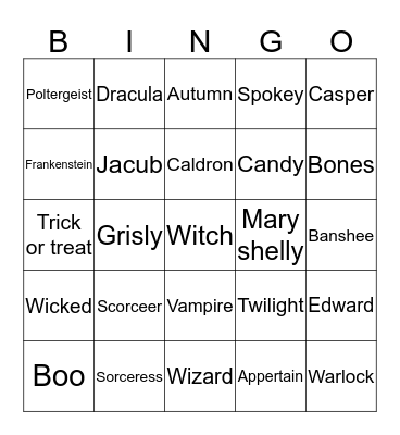 Halloween Bingo Card