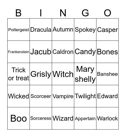 Halloween Bingo Card