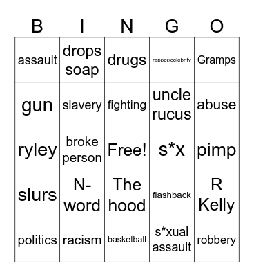 Boondocks Bingo Card